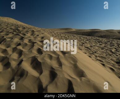 Sand Dunes In Desert Against Clear Sky