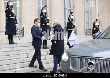 Paris, France, 14th december 2020, Angel Gurria, OECD Secretary General and Emmanuel Macron president of France, François Loock/Alamy Stock Photo