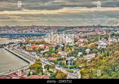 Istanbul cityscape, HDR Image Stock Photo