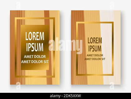 Creative Christmas cover golden frame design vector illustration. Pastel beige light abstract template invitation. Colorful striped pattern geometric Stock Vector