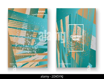Creative Christmas cover frame design paint golden splatter, gold glitter vector illustration. Turquoise beige abstract template invitation.Colorful s Stock Vector