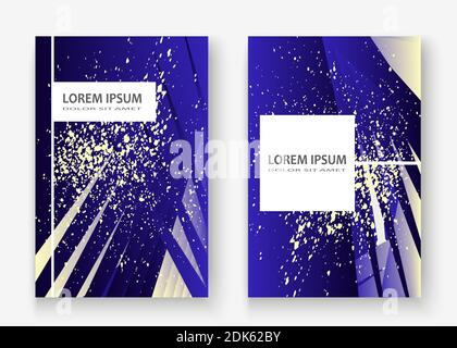 Creative Christmas cover frame design white paint splatter spray vector illustration. Neon blue abstract template invitation background. Colorful stri Stock Vector