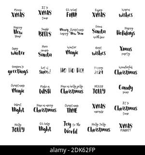 Christmas, New year, seasons greetings hand lettering set Stock Vector