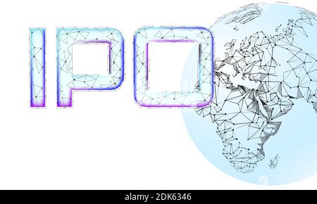 Initial coin offering IPO international technology concept. Business finance planet Earth global. Stock market launch banking public offer shares Stock Vector