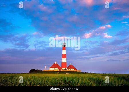 Schleswig-Holstein, Nordseeküste. Nordfriesland, Eiderstedt. Westerhever. Westerhever Leuchtturm. Stock Photo