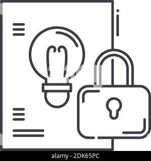 Intellectual property concept icon, linear isolated illustration, thin line vector, web design sign, outline concept symbol with editable stroke on Stock Vector