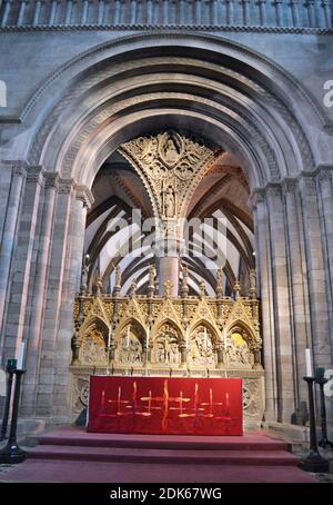 Altar at Hereford Cathedral, Hereford, Herefordshire, UK Stock Photo