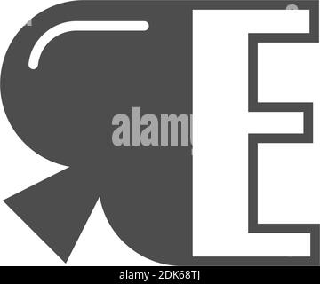 Letter E logo combined with spade icon design vector Stock Vector