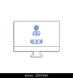 Video call icon desktop PC with buttons. Stock Vector