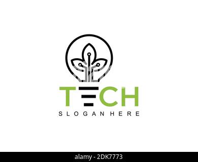 tech tree bulb idea logo icon symbol inspiration template Stock Vector