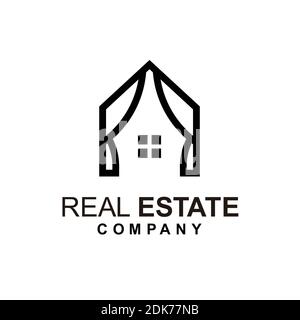curtain icon, logo for mabel / property company, real estate Stock Vector