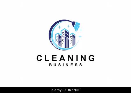 cleaning clean service logo icon symbol template. trend modern logotype design illustration. Stock Vector