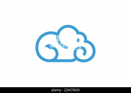 cloud elephant logo modern design inspiration Stock Vector