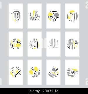 Set of bohemian abstract social media stories highlights. Boho story covers. Abstraction icons. Stock Vector