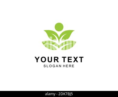 Human Yoga With leaves Logo Design inspiration Stock Vector