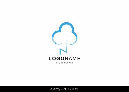 tree cloud or initial N cloud Logo Template, Icon, Symbol, design Stock Vector