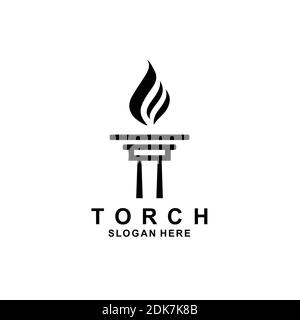 Initial Letter T or pillar for Torch logo design Stock Vector