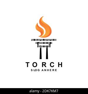 Initial Letter T or pillar for Torch logo design Stock Vector