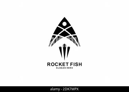 rocket fish Logo Symbol design inspiration Stock Vector