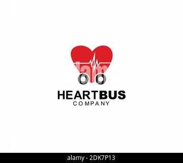 heart love bus car medical health logo design concept Stock Vector