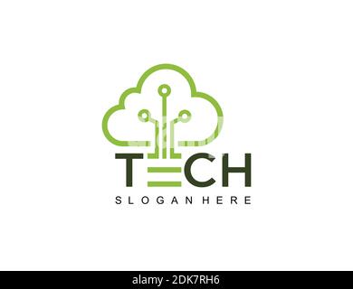 tech tree cloud idea logo icon symbol inspiration template Stock Vector