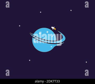 Space symbol icon with rocket and space design illustrations Stock Vector