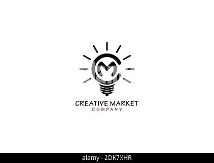 Smart idea bulb initial C M MC Logo, Bulb Creative logo. Unique and modern design Stock Vector