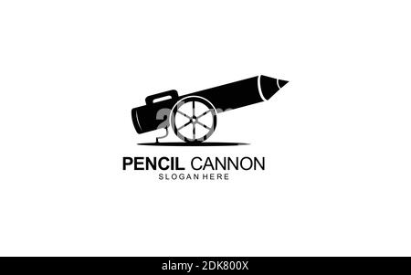 pencil cannon logo design concept Symbol Illustration Stock Vector