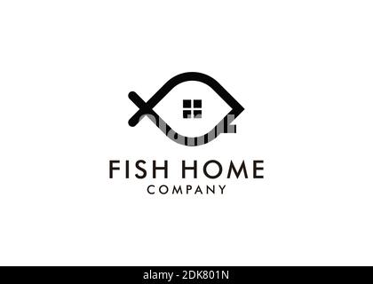 simple icon fish house Logo Template Design inspiration Stock Vector