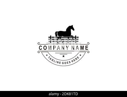 Retro Vintage Cattle / Beef Emblem Label logo design and horse symbol inspiration Stock Vector