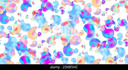 Hologram liquid plastic. Seamless pattern modern graphic gradient amoeba in liquid style. Iridescent Futuristic Blob. Template for trendy design of po Stock Vector