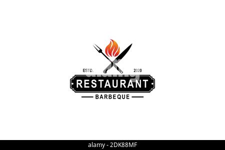 icon knife grill barbeque logo symbol icon design inspiration. Stock Vector