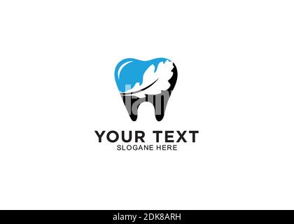 leaves dental simple logo design inspiration Stock Vector