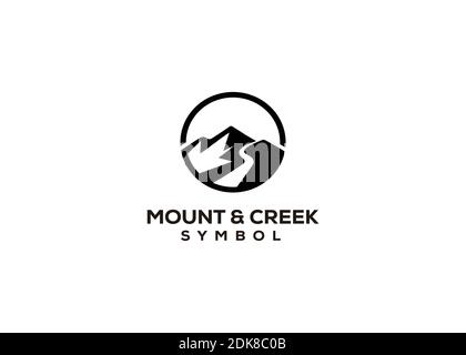 symbol icon mountain and river. Logo Template Design inspiration Stock Vector