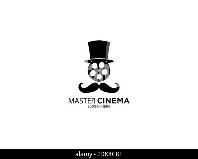 icon black hat film Logo symbol Template inspiration Stock Vector
