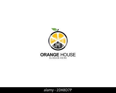 Orange House Logo Design Symbol Icon Inspiration Stock Vector