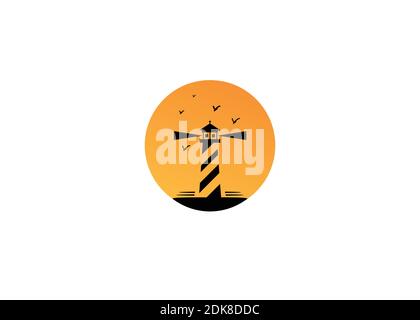 lighthouse night simple logo design inspiration Stock Vector
