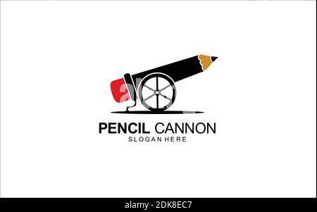 pencil cannon logo design concept Symbol Illustration Stock Vector