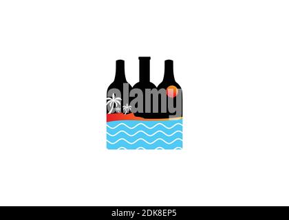 icon design summer illustration logo in bottle isholated Stock Vector