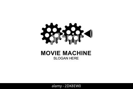 Movie play Cinematography Film Production Logo Design Stock Vector