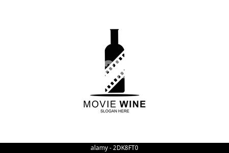 Wine Movie Logo Template Design Stock Vector