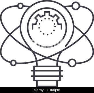 Scientist line symbol. People and atom line icon. Design template ...