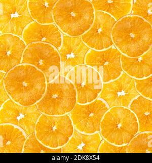 Orange slices background. Cut yellow citrus fruit. Summer design. Stock Photo