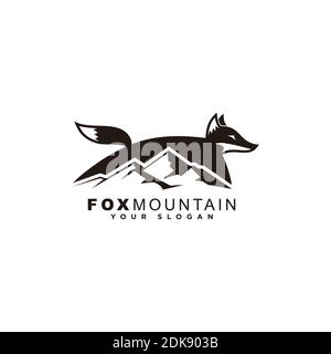 Fox mountain logo template design Stock Vector