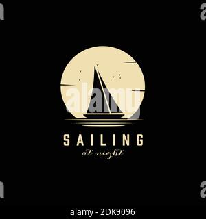 Simple Sailing Yacht Silhouette Logo design inspiration Stock Vector