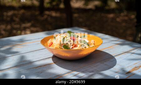 Asian-style noodle and vegetable salad Stock Photo