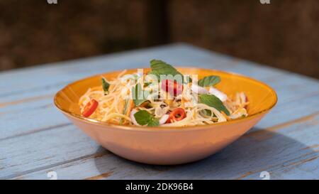 Asian-style noodle and vegetable salad Stock Photo