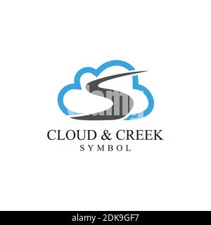 illustration of cloud and river icon Stock Vector