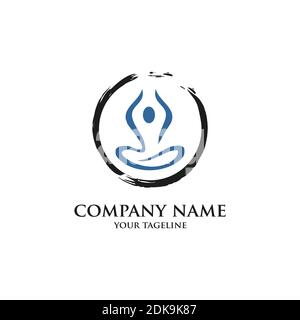 symbolis yoga icon with Circle Focus Center Stock Vector