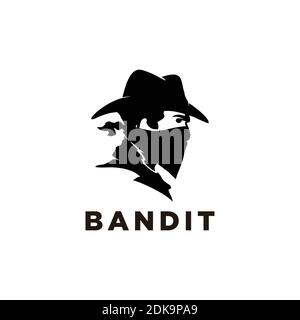 cowboy bandit with Bandana Scarf Mask illustration Stock Vector